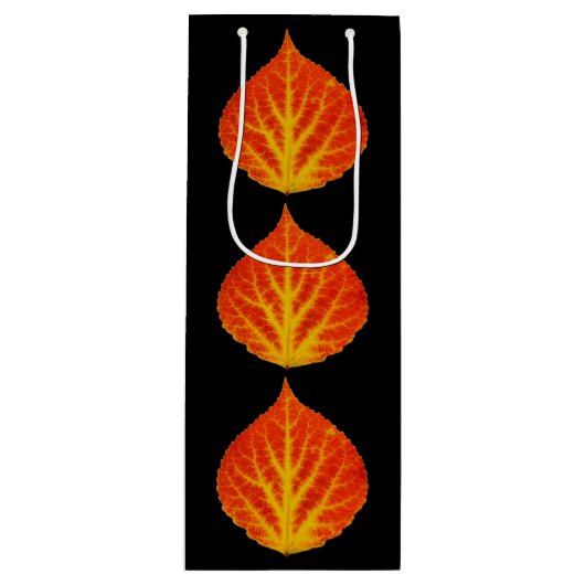 赤と黄色の《植物》アスペンリーフ#10 ワインギフトバッグ (正面)