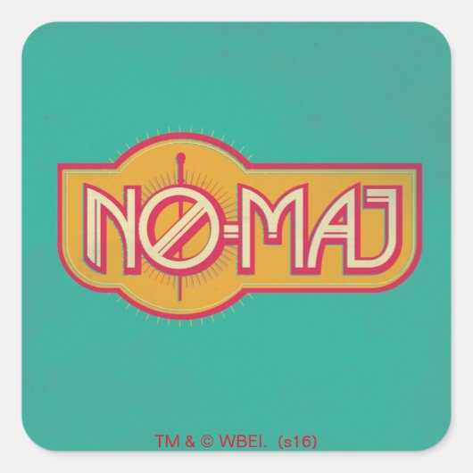 赤と黄色のNO-MAJ™バッジ スクエアシール (正面)