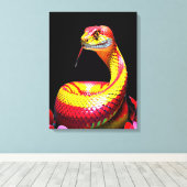 赤と黄色鮮やかのコブラはかりで測ヘビ キャンバスプリント (インサイチュ (ウッドフロア))