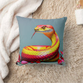 赤と黄色鮮やかのコブラはかりで測ヘビ クッション (ブランケット)