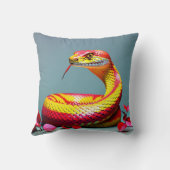 赤と黄色鮮やかのコブラはかりで測ヘビ クッション (裏面)