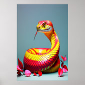 赤と黄色鮮やかのコブラはかりで測ヘビ ポスター (正面)