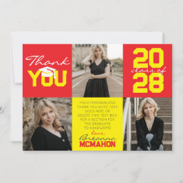 赤と黄色3写真卒業ありがとう 招待状