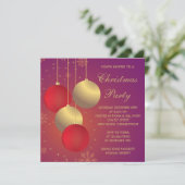 赤と黄金のオーナメントクリスマス/ホリデーパーティー 招待状 (スタンド正面)