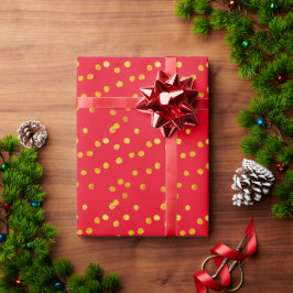 赤と黄金のミニマクラシックリストのクリスマス ラッピングペーパー