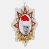 赤と黄金の豪華な円の形状フレームのスノーフレーク オーナメントカード (右)