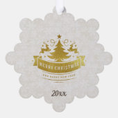 赤と黄金の豪華な円の形状フレームのスノーフレーク オーナメントカード (裏面)