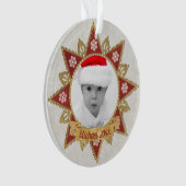 赤と黄金の豪華な円の形状フレームのスノーフレーク オーナメント (正面)