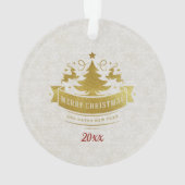 赤と黄金の豪華な円の形状フレームのスノーフレーク オーナメント (裏面)