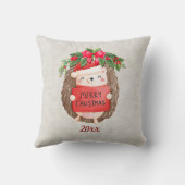 赤と黄金の豪華な円の形状フレームのスノーフレーク クッション (裏面)