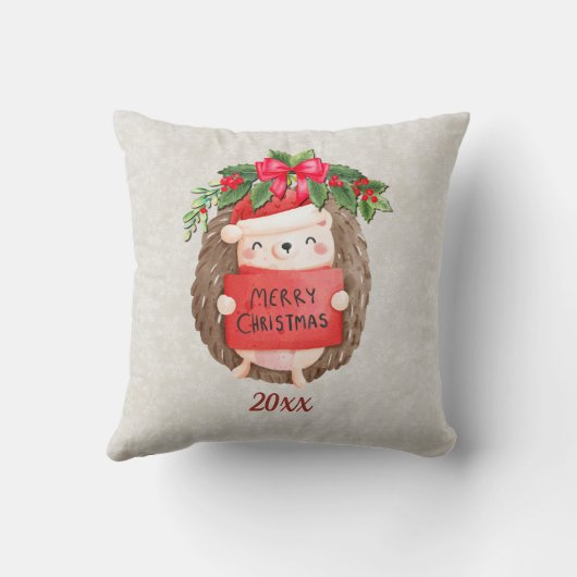 赤と黄金の豪華な円の形状フレームのスノーフレーク クッション (裏面)