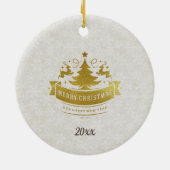 赤と黄金の豪華な円の形状フレームのスノーフレーク セラミックオーナメント (裏面)