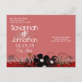 赤と黒あなたの写真と日付を保存 案内ポストカード (裏面)