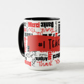 赤と黒ありがとうワードクラウドテンプレート マグカップ (正面左)