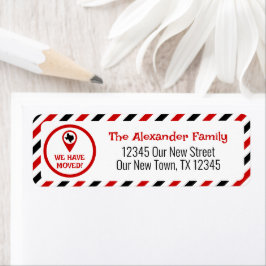 赤と黒が移動ストライプの中 ラベル