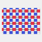 赤と黒と青の幾何モダンパターンユニーク ラッピングペーパーシート (正面3)