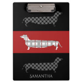 赤と黒にダックスフントを連パーソナライズされた結 クリップボード (正面)