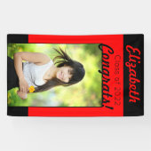 赤と黒のおめでとうワンフォト卒業パーティー 横断幕 (横)