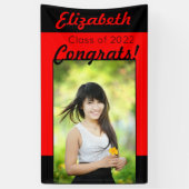 赤と黒のおめでとうワンフォト卒業パーティー 横断幕 (縦)