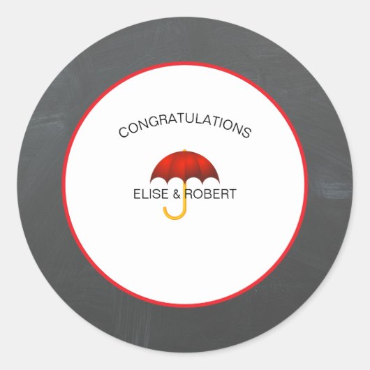 赤と黒のお祝い ラウンドシール (正面)