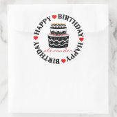 赤と黒のお誕生日ケーキ ラウンドシール (バッグ)