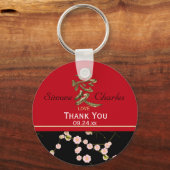 赤と黒のさくらんぼ結婚式の引き出物 キーホルダー (正面)