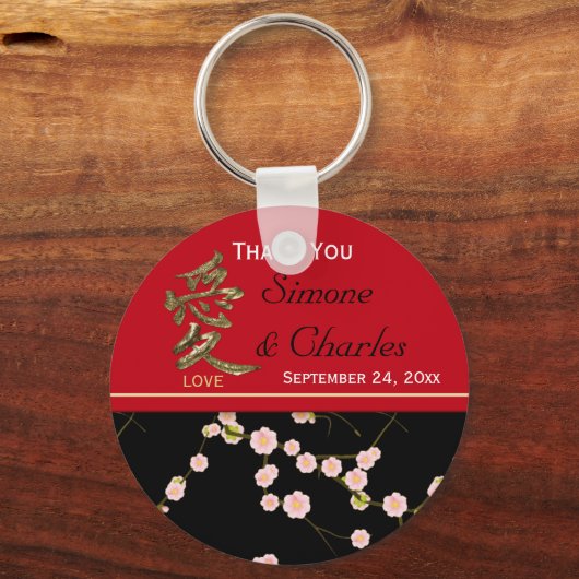 赤と黒のさくらんぼ結婚式の引き出物 キーホルダー (正面)