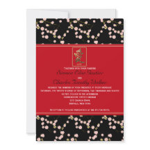 赤と黒のさくらんぼ結婚式招待状