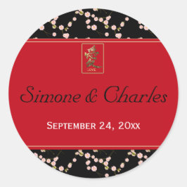 赤と黒のさくらんぼ1.5インチラウンドステッカー ラウンドシール