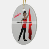 赤と黒のアフリカ系アメリカ人カラーガード セラミックオーナメント (左)