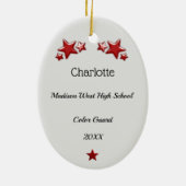 赤と黒のアフリカ系アメリカ人カラーガード セラミックオーナメント (裏面)