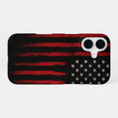 赤と黒のアメリカ国旗 iPhone 16ケース (裏面横)