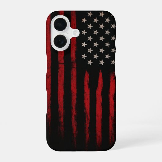 赤と黒のアメリカ国旗 iPhone 16ケース (裏面)