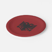 赤と黒のアルバニアイーグル紙プレート ペーパープレート (アングル)