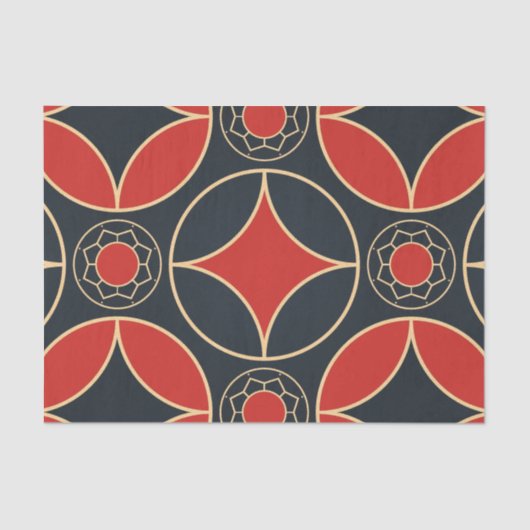 赤と黒のアールデコ模様 薄葉紙 (正面)