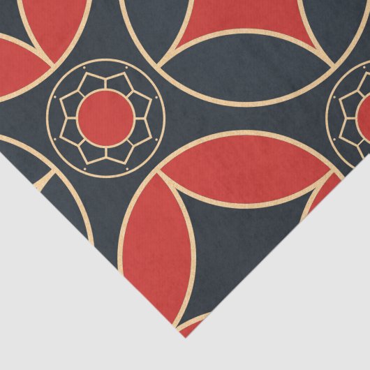 赤と黒のアールデコ模様 薄葉紙 (詳細)