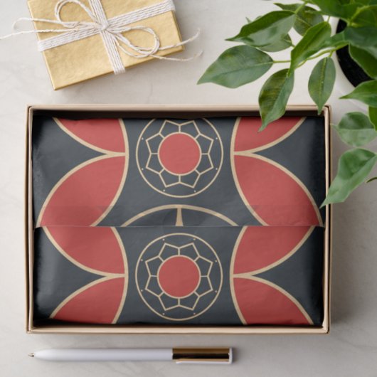 赤と黒のアールデコ模様 薄葉紙 (ギフト)