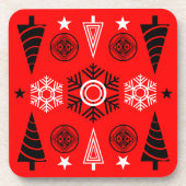 赤と黒のアールヌーボー・クリスマス コースター (正面)