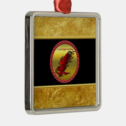 赤と黒のイーグル鷹の鷹の金ゴールド箔のテクスチャ メタルオーナメント (右)
