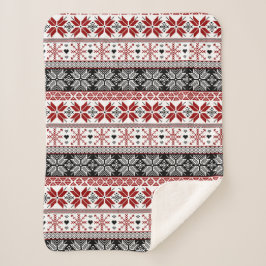 赤と黒のウィンターフェア島のパターン シェルパブランケット