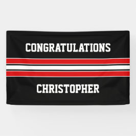 赤と黒のカスタムの卒業バナー 横断幕