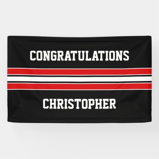 赤と黒のカスタムの卒業バナー 横断幕 (横)