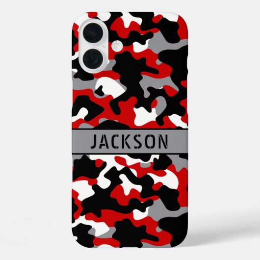赤と黒のカモフラージュ オリジナルプリント Case-Mate iPhoneケース (裏面)