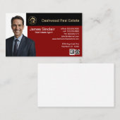 赤と黒のカラーブロックフォト不動産仲介業者 名刺 (正面/裏面)