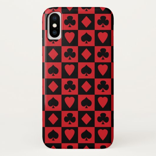 赤と黒のカードのスーツのパターン Case-Mate iPhoneケース (裏面)