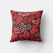 赤と黒のガーリーアニマルプリントハート クッション (裏面)