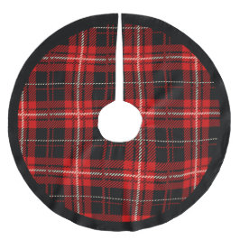 赤と黒のキャビン・プレイド ブラッシュドポリエステルツリースカート