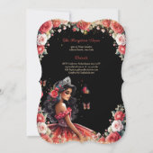 赤と黒のキンチェアラのドレス 花の蝶 招待状 (裏面)