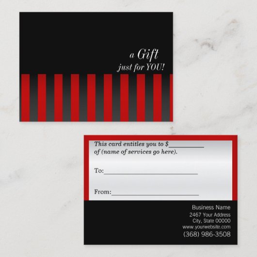 赤と黒のギフト券 割引カード (正面/裏面)