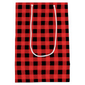 赤と黒のギンガムメリークリスマス ミディアムペーパーバッグ (裏面)